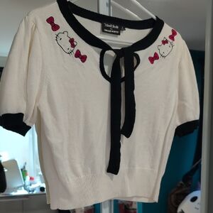 Hello Kitty Cream Top with Black Trim and Pink Bows